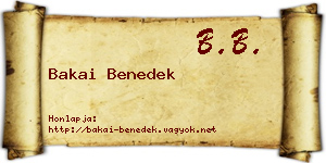 Bakai Benedek névjegykártya